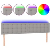 vidaXL Tête de lit LED gris clair 200x5x78/88 cm Tissu