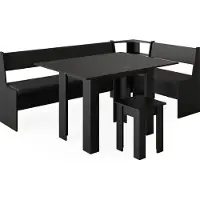 Vicco Groupe de banquettes d'angle Roman Noir 210x120cm avec table, Model 40261
