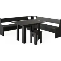 Vicco Groupe de banquettes d'angle Roman Noir 210x210cm avec table, Model 40267