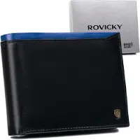 Rovicky Portefeuille en cuir pour hommes N992-RVT Black+Navy