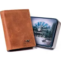 Peterson | Porte-monnaie vertical en cuir, pour hommes, avec poche intérieure, cuir naturel, marron clair, 10x13.5 cm