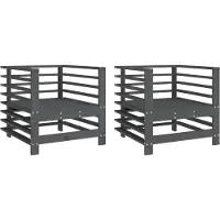 vidaXL Chaises de jardin 2 pcs. Gris Pin massif