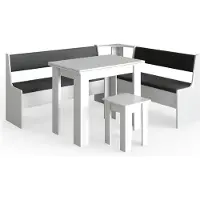 Vicco Groupe de banquettes d'angle Roman Blanc 180x150cm avec table, Model 34311