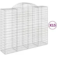 vidaXL Gabions avec arc surélevé 15pcs 200x50x160/180cm Fer galvanisé