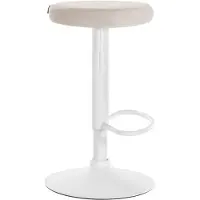 CLP Tabouret de bar Ponte, revêtement en velours crème, piètement blanc