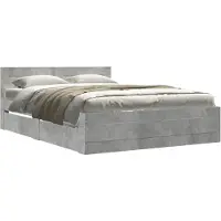 vidaXL Cadre de lit avec tête de lit gris béton 120x190 cm Bois composite