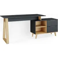 Vicco Bureau Nautica Anthracite 138x60cm avec tiroirs, XL, Model 36903