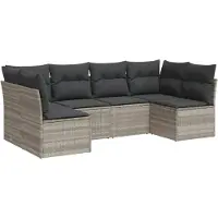 vidaXL Ensemble de salon de jardin 6 pièces avec coussins gris clair Poly rotin
