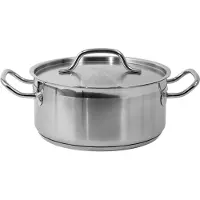 YATO Casserole professionnelle basse avec couvercle 24 x 11 cm, 5 l, acier inoxydable 21/0