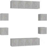 vidaXL Ensemble de 8 meubles TV en bois gris béton