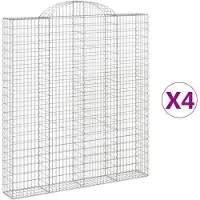 vidaXL Gabions avec arc surélevé 4 pcs. 200x30x220/240cm Fer galvanisé