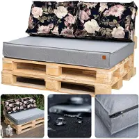 Blomster Coussins en palette 120x80 Set pour meubles en palette d'europallets EU pallet sofa Le set se compose de 3 parties en couleur : gris clair + rose