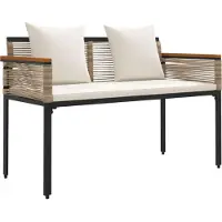 vidaXL Banc d'extérieur 2 places, 117 x 54 x 74,5 cm, en polyrotin