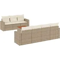 vidaXL Ensemble de jardin canapé 8 pièces avec coussins Beige Poly Rattan