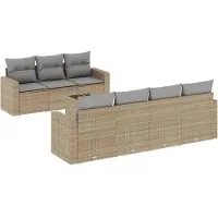 vidaXL Ensemble de jardin canapé 8 pièces avec coussins Beige Poly Rattan