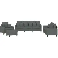 vidaXL Ensemble de canapés 4 pièces avec coussins Tissu gris foncé