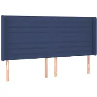 vidaXL Tête de lit avec oreilles bleu 163x16x118/128 cm Tissu