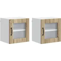 vidaXL Armoire vitrée LUCCA, 2 pièces, en panneaux de particules imitation chêne Sonoma