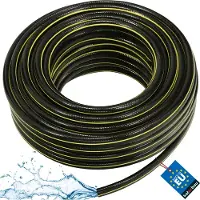 KOTARBAU Tuyau Arrosage PVC 50 m Noir Jaune Tuyau D'Arrosage Renforcé 1/2 Pouce 4 Couches Flexible Durable pour Jardin