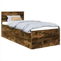 vidaXL Cadre de lit Chêne fumé 90 x 190 cm Bois composite