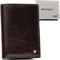 NAN Rovicky | Grand portefeuille, en cuir naturel, pour hommes, marron foncé, 9.5x13 cm