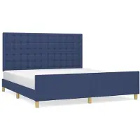 vidaXL Cadre de lit avec tête de lit bleu 180x200 cm Tissu