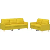 vidaXL Ensemble de canapés 2 pièces avec coussins Tissu jaune clair