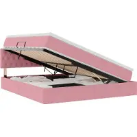 vidaXL Lit coffre à LED avec matelas, rose, 160 x 200 cm, velours