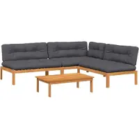 vidaXL Ensemble de 4 canapés de jardin en palettes avec coussins en acacia