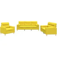 vidaXL Ensemble de canapés 3 pièces avec coussins Tissu jaune clair