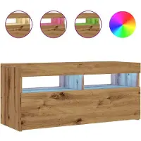 vidaXL Armoire TV avec lampes LED Chêne Artisan 90x35x40 cm