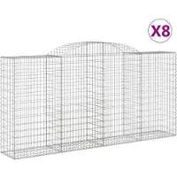 vidaXL Gabions avec arc surélevé 8 pcs. 300x50x140/160cm Fer galvanisé