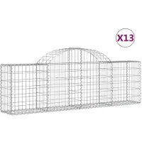 vidaXL Gabions avec arc surélevé 13 pcs. 200x30x60/80 cm Fer galvanisé