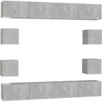 vidaXL Ensemble de 8 meubles TV en bois gris béton