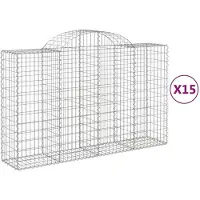 vidaXL Paniers à gabions arqués 15 pcs 200x50x120/140 cm Fer galvanisé