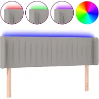 vidaXL Tête de lit LED gris clair 147x16x78/88 cm Tissu