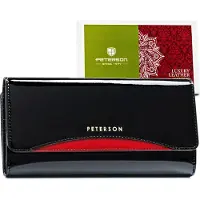 PTN | Grand portefeuille classique pour dames, en noir, avec fermeture à ressort, 19x11 cm