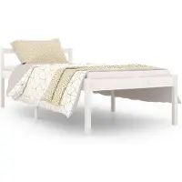 vidaXL Lit en bois massif pin blanc 90x190 cm