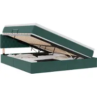 vidaXL Lit coffre LED avec matelas, vert foncé, 160 x 200 cm, velours