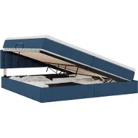 vidaXL Lit coffre à LED avec matelas, bleu, 200 x 200 cm, tissu