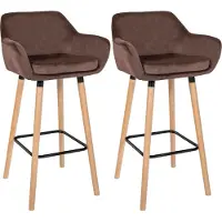 CLP lot de 2 tabourets de bar Grant velours