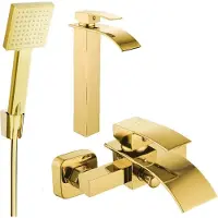 Mexen Aries R45 Mélangeur lavabo et baignoire avec accessoires, or (744813R45-50)