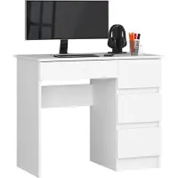 Akord Bureau 3 Tiroirs Droit Blanc 90X50X77