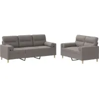 vidaXL Ensemble de canapés 2 pièces avec coussins Tissu Taupe