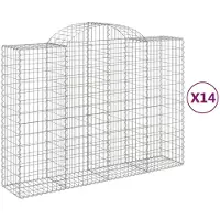 vidaXL Gabions avec arc surélevé 14pcs 200x50x140/160cm Fer galvanisé