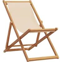 vidaXL Chaise de plage pliante Beige Bois massif d'eucalyptus et tissu