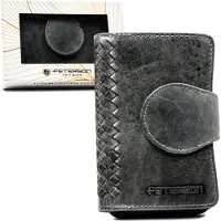 PTN Peterson | Porte-monnaie élégant pour femme, en cuir ombré, gris, 9x13.5 cm