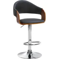 CLP Chaise de bar Nilse - revêtue de similicuir, structure chromée - noyer/noir