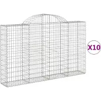vidaXL Gabions avec arc surélevé 10pcs 200x30x120/140cm Fer galvanisé