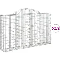 vidaXL Gabions avec arc surélevé 18pcs 200x30x120/140cm Fer galvanisé